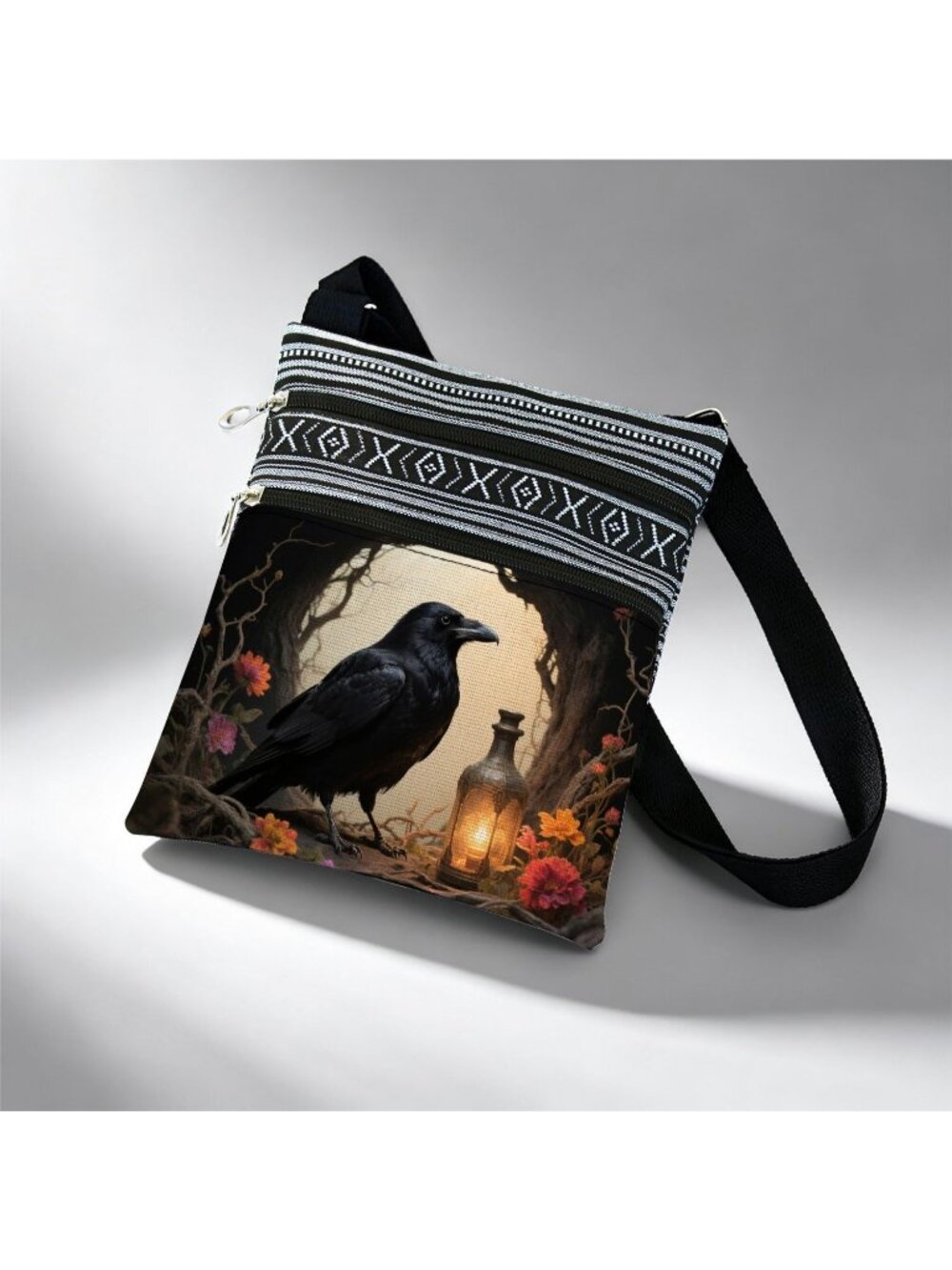 Women's Orange Halloween Pumpkin Bat Goth Skull Witch Crossbody Shoulder Bag - Picture 5 of 7